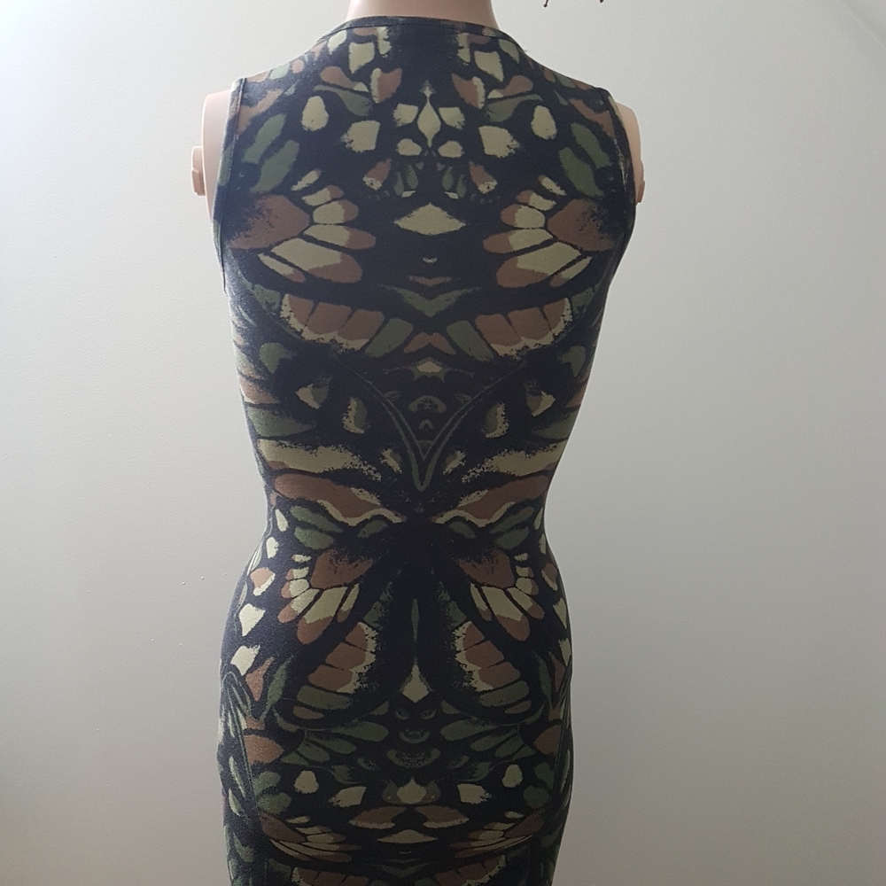 Alexander McQueen MCQ Sleeveless Animal Print Camo Mob Wife Mini Dress Sz S - Picture 10 of 14